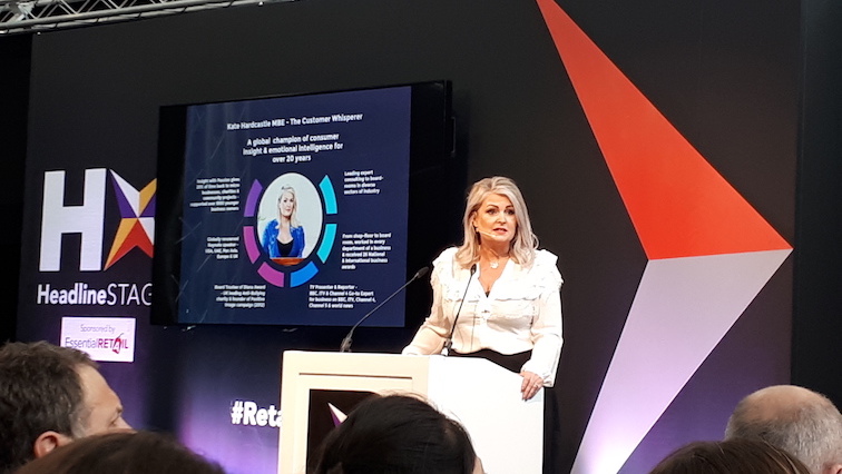 Image of Kate Hardcastle MBE talking at the Retail Expo 2019