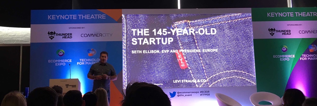 Image of Seth Ellison giving a talk at the Ecommerce Expo 2018