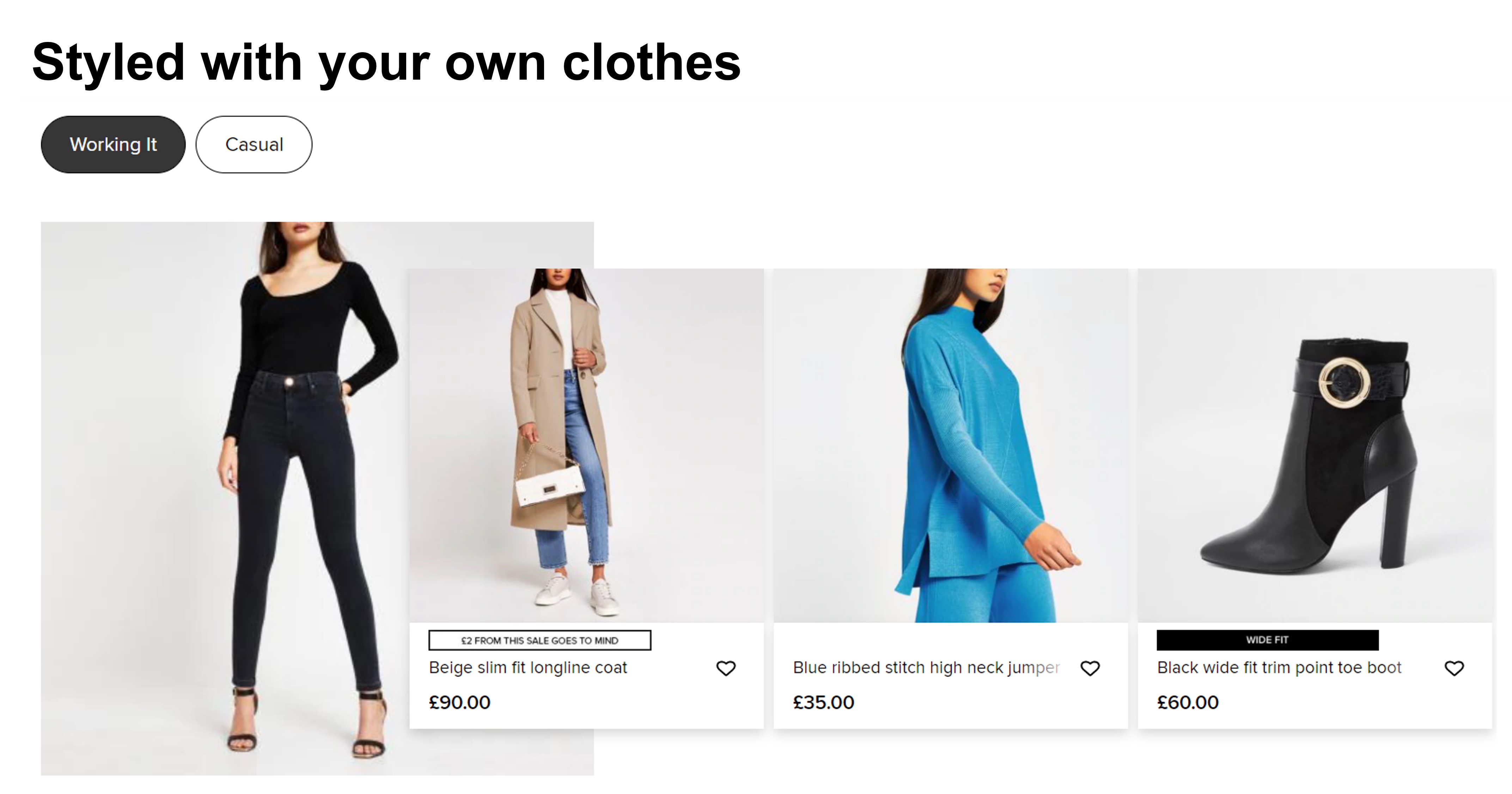 Example of a personalized outfit recommendation styled with your own clothes